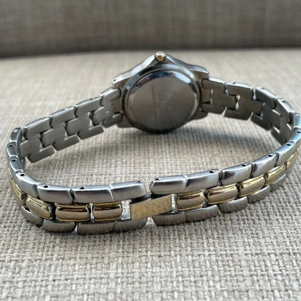 Prescot Ladies Wristwatch Silver/Gold Tone Blue Face Quartz Analog Japan Movt - Picture 10 of 11